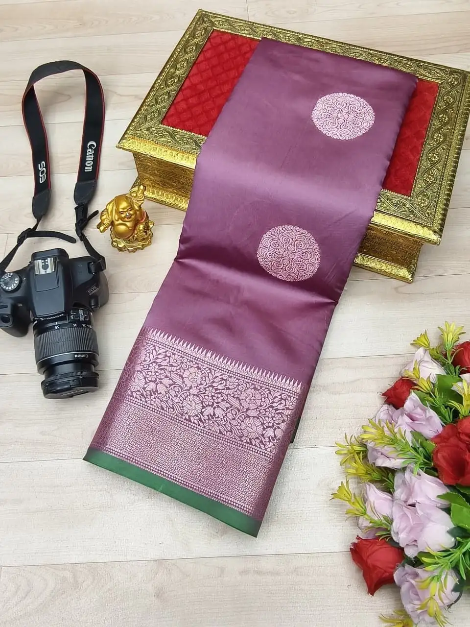 Rich Navy Blue Silver Zari Fusion Soft Silk Saree